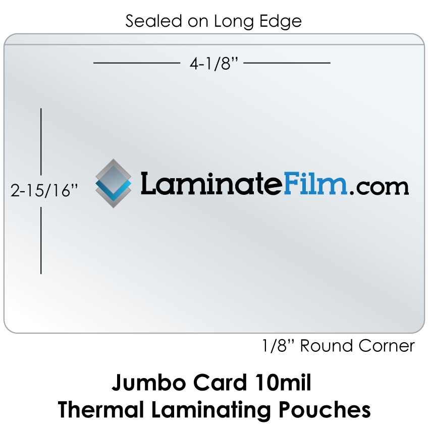 Jumbo Card 10 Mil Laminating Pouches 2-15/16" x 4-1/8"