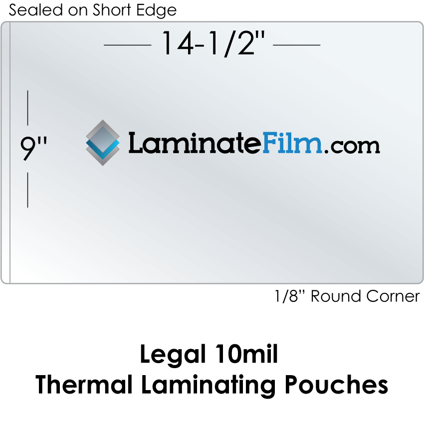 Legal 10 mil 9" x 14-1/2" Thermal Laminating Pouches