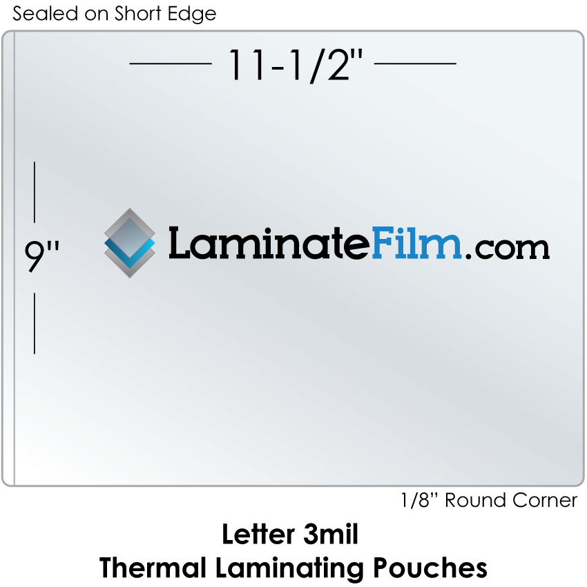 Letter 3 mil 9" x 11-1/2" Thermal Laminating Pouches